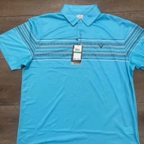 NEW Callaway Polo Shirt Men’s size Large Golf Turquoise short sleeve NWT - Picture 8 of 15